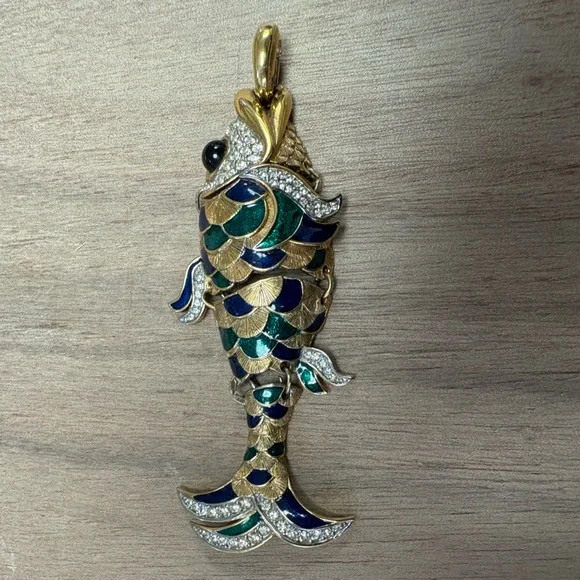 Vintage D’Orlan Articulated Koi Fish Pendant #8874 3.5” Long EUC - Picture 2 of 6